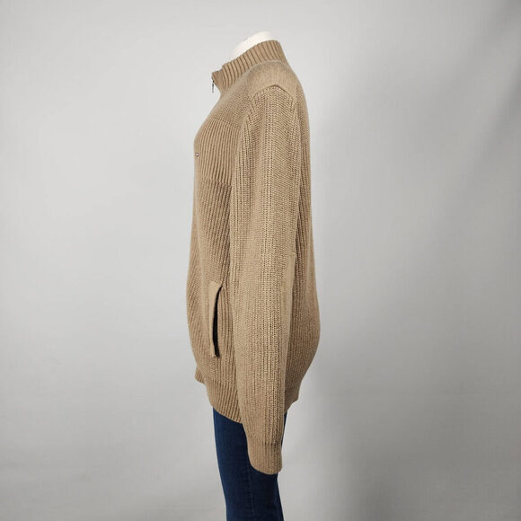 Tommy Hilfiger Brown Cotton Ribbed Knit Zip Up Jacket Size XL - Picture 5 of 9